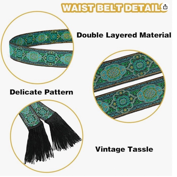 Moving soon!!New Medieval Vintage Waist Belt with Wave Trim Pirate Renaissance - Picture 3 of 6